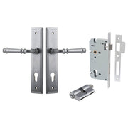 Verona Lever Stepped Backplate Entrance Kit w High Security Lock Brushed Chrome
