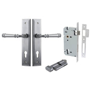 Verona Lever Stepped Backplate Entrance Kit w High Security Lock Brushed Chrome