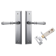 Verona Lever Stepped Backplate Passage Kit Brushed Chrome