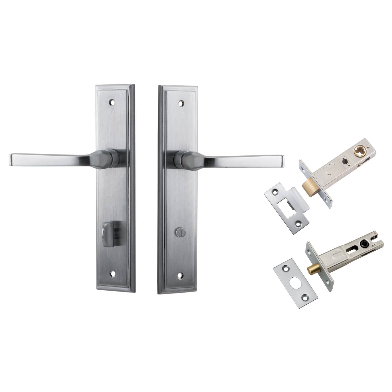 Annecy Lever Stepped Backplate Privacy Kit w Privacy Turn Brushed Chrome