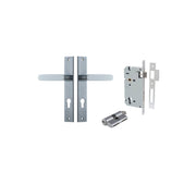 Bronte Lever Rectangular Backplate Entrance Kit w High Security Lock Brushed Chrome