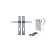 Bronte Lever Rectangular Backplate Entrance Kit w High Security Lock Brushed Chrome