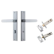 Bronte Lever Rectangular Backplate Privacy Kit w Privacy Turn Brushed Chrome