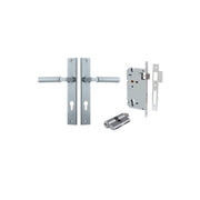 Berlin Lever Rectangular Backplate Entrance Kit w High Security Lock Brushed Chrome