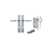 Brunswick Lever Rectangular Backplate Entrance Kit w High Security Lock Brushed Chrome