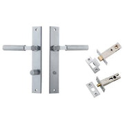 Brunswick Lever Rectangular Backplate Privacy Kit Brushed Chrome