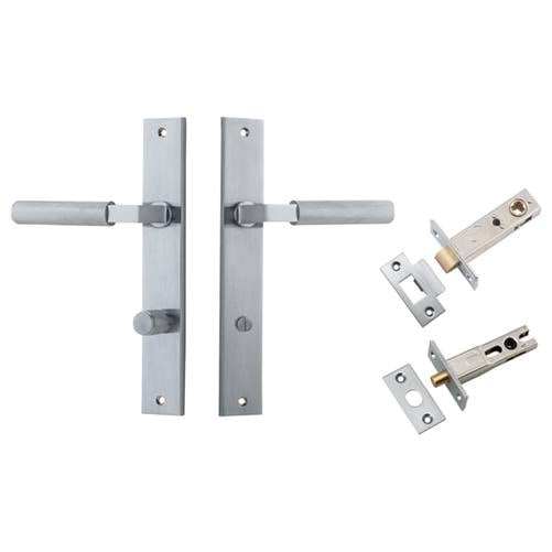 Brunswick Lever Rectangular Backplate Privacy Kit Brushed Chrome