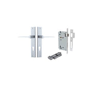 Como Lever Rectangular Backplate Entrance Kit w High Security Lock Brushed Chrome