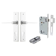 Como Lever Chamfered Backplate Entrance Kit w High Security Lock Brushed Chrome