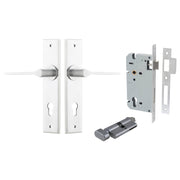 Como Lever Chamfered Backplate Entrance Kit w High Security Lock Brushed Chrome