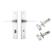 Como Lever Chamfered Backplate Privacy Kit Brushed Chrome