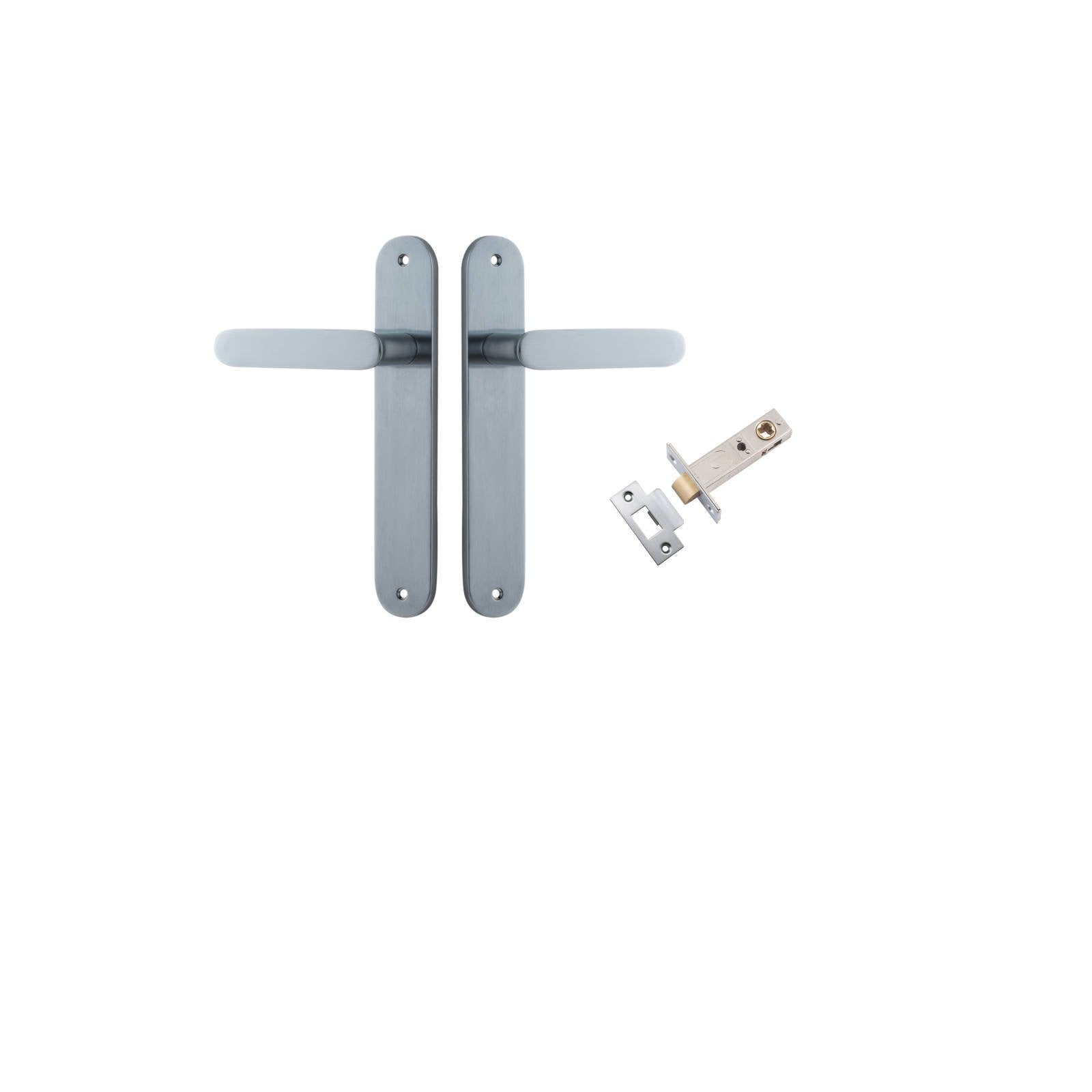 Bronte Lever Oval Backplate Passage Kit Brushed Chrome