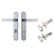 Bronte Lever Oval Backplate Privacy Kit w Privacy Turn Brushed Chrome
