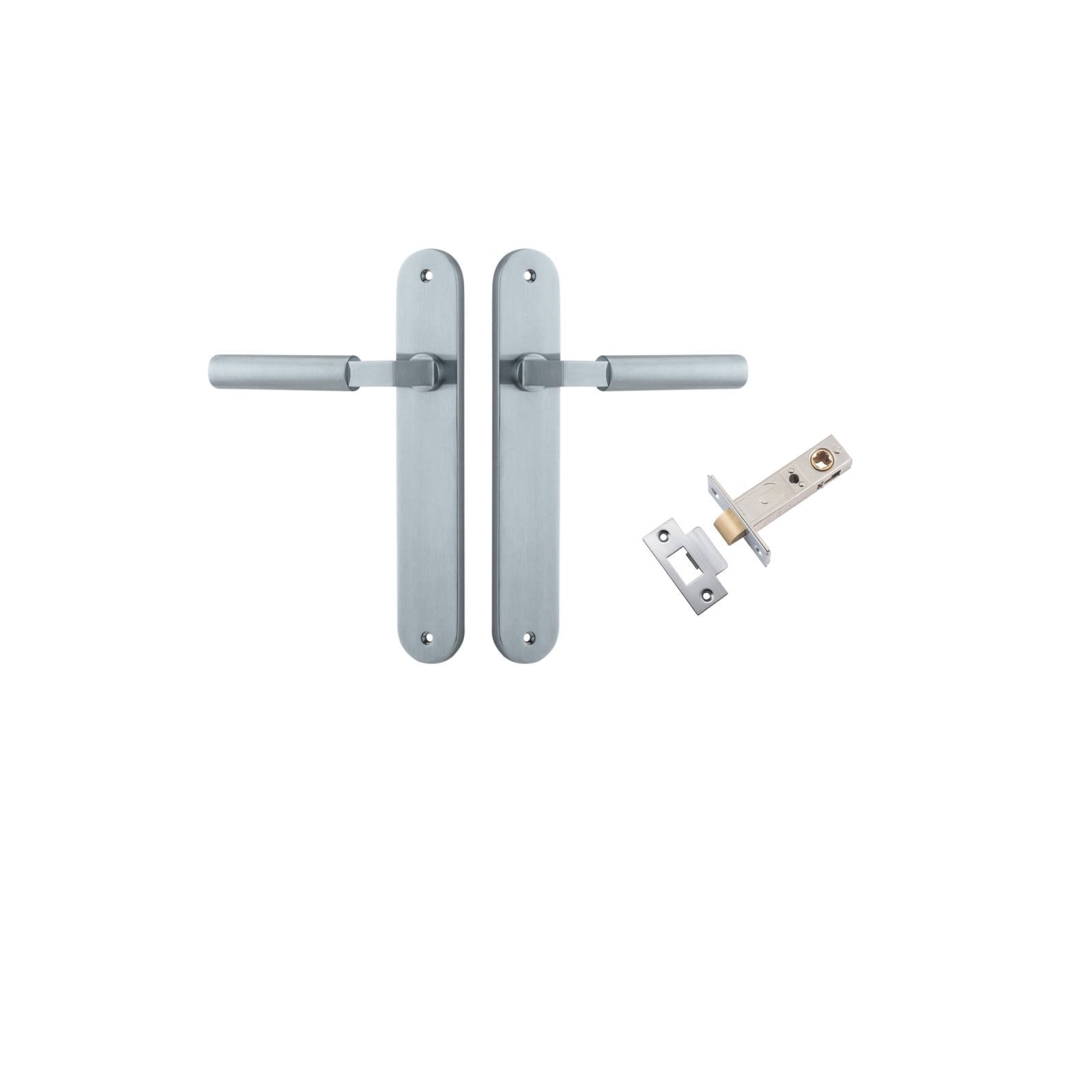 Berlin Lever Oval Backplate Passage Kit Brushed Chrome