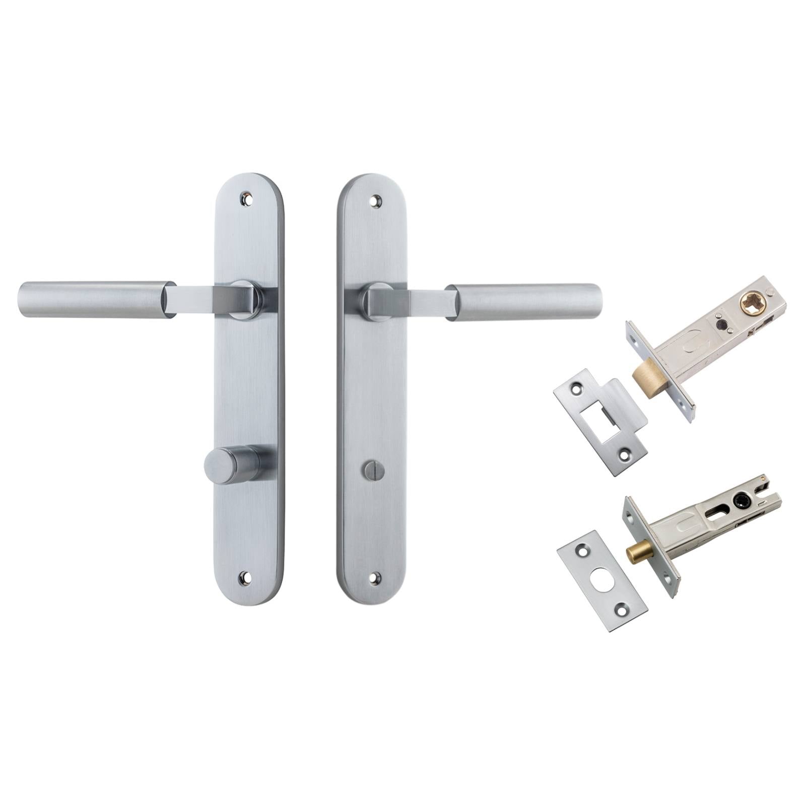 Berlin Lever Oval Backplate Privacy Kit Brushed Chrome