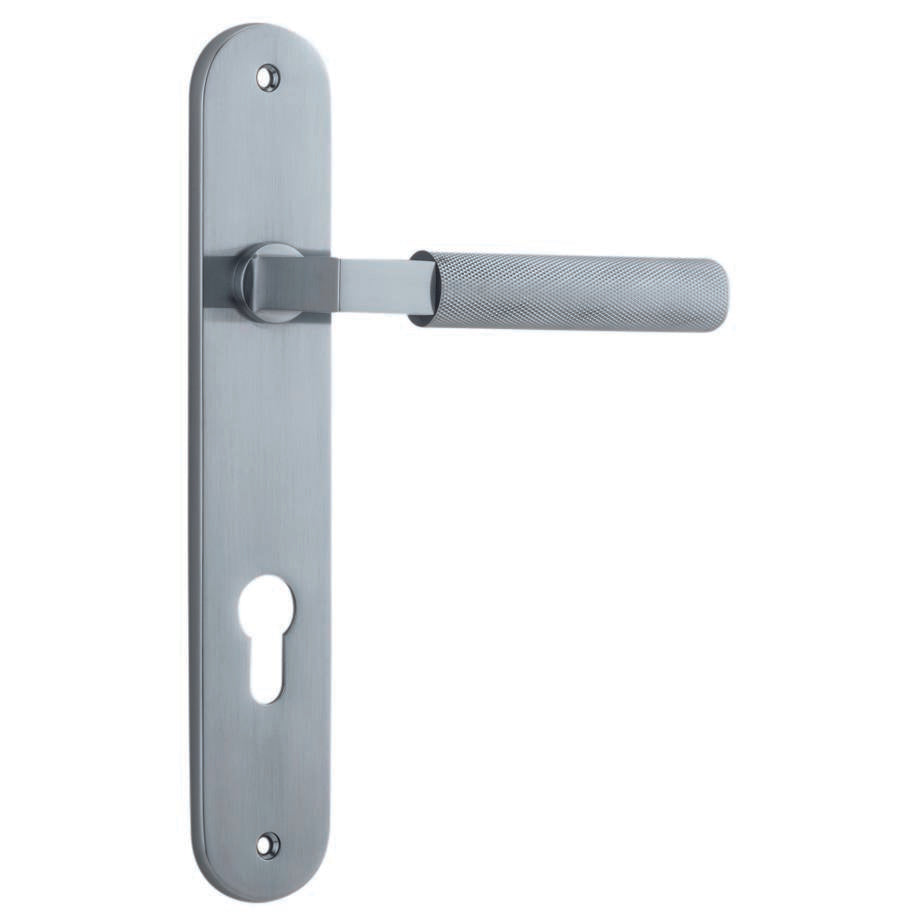 Brunswick Lever Brushed Chrome Oval Backplate