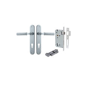 Brunswick Lever Oval Backplate Entrance Kit w High Security Lock Brushed Chrome