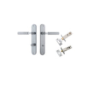 Brunswick Lever Oval Backplate Privacy Kit Brushed Chrome