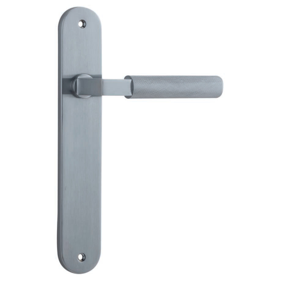 Brunswick Lever Brushed Chrome Oval Backplate