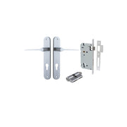 Como Lever Oval Backplate Entrance Kit w High Security Lock Brushed Chrome