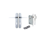 Como Lever Oval Backplate Entrance Kit w High Security Lock Brushed Chrome