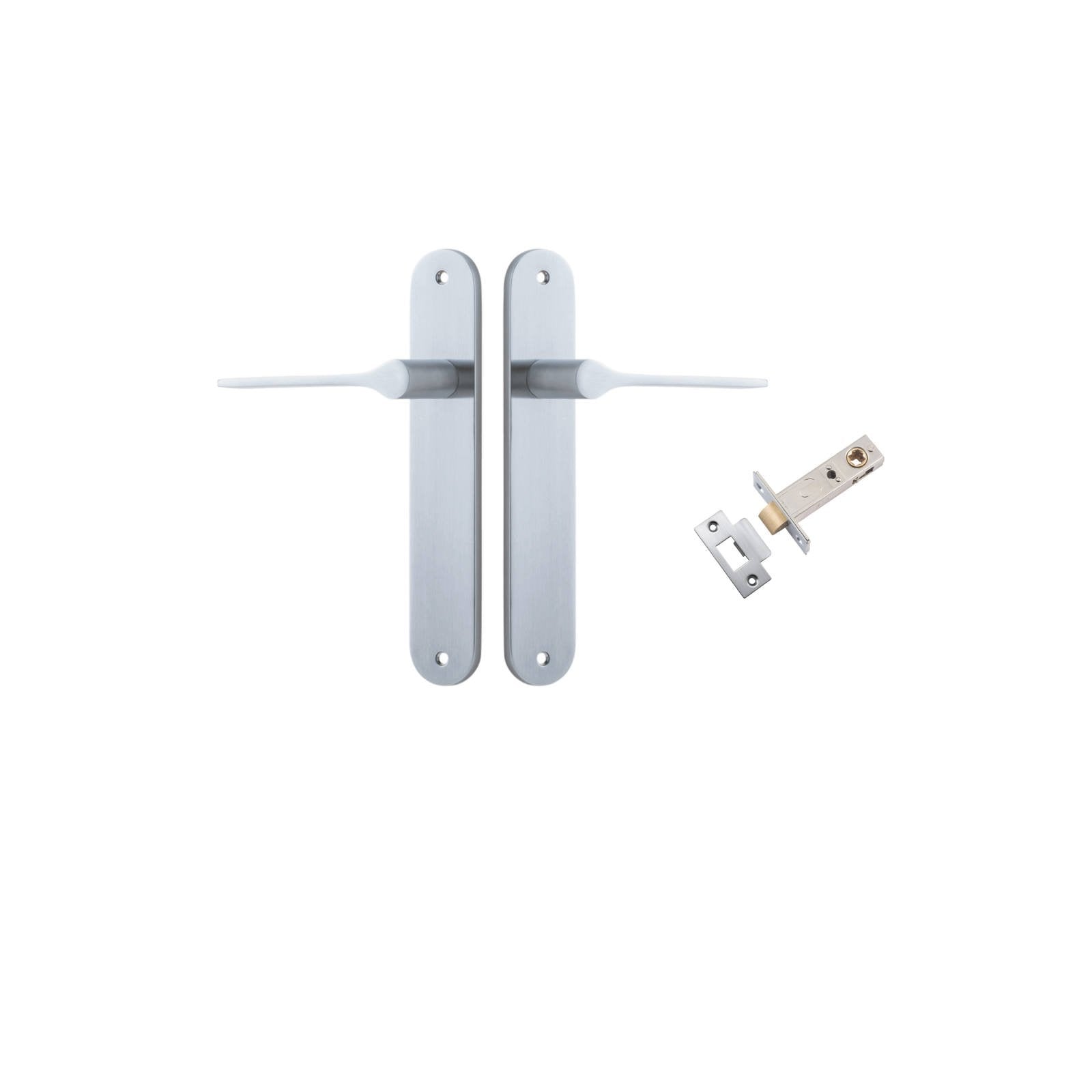 Como Lever Oval Backplate Passage Kit Brushed Chrome
