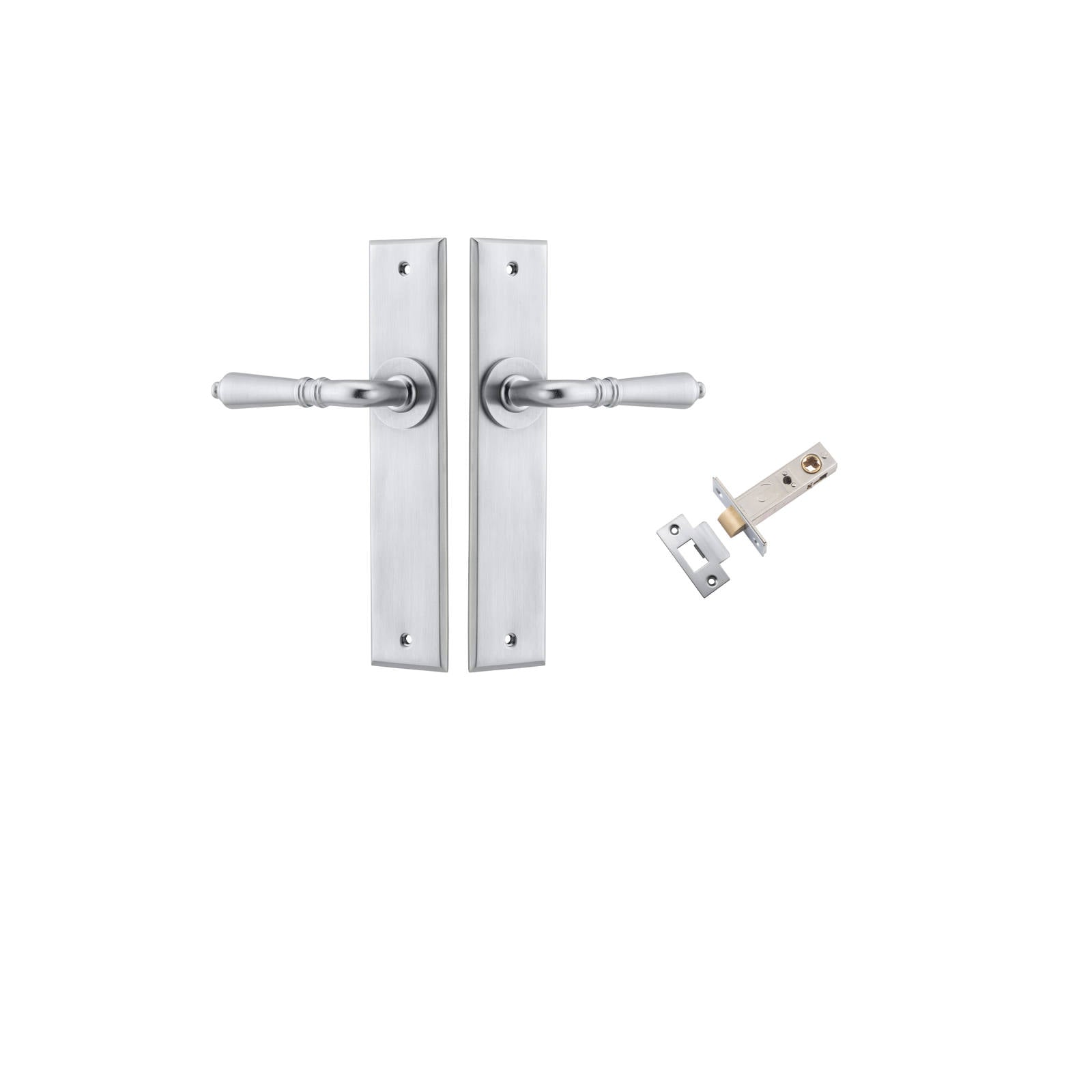 Sarlat Lever Chamfered Backplate Passage Kit Brushed Chrome