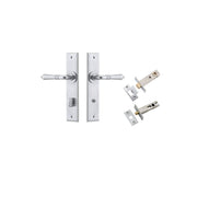 Sarlat Lever Chamfered Backplate Privacy Kit w Privacy Turn Brushed Chrome