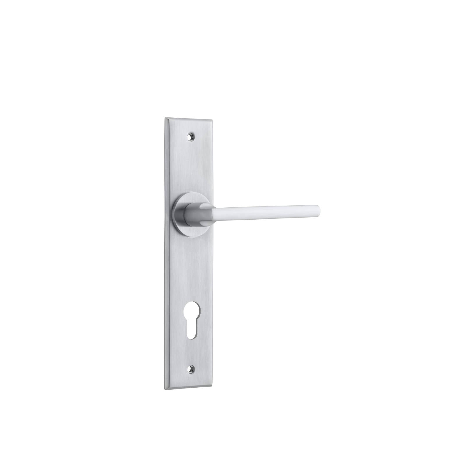 Baltimore Lever Brushed Chrome Chamfered Backplate