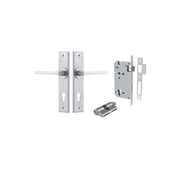 Baltimore Lever Chamfered Backplate Entrance Kit w High Security Lock Brushed Chrome