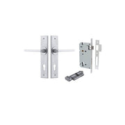 Baltimore Lever Chamfered Backplate Entrance Kit w High Security Lock Brushed Chrome