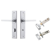 Baltimore Lever Chamfered Backplate Privacy Kit w Privacy Turn Brushed Chrome