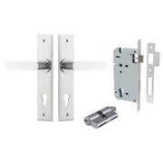 Bronte Lever Chamfered Backplate Entrance Kit w High Security Lock Brushed Chrome