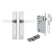 Bronte Lever Chamfered Backplate Entrance Kit w High Security Lock Brushed Chrome