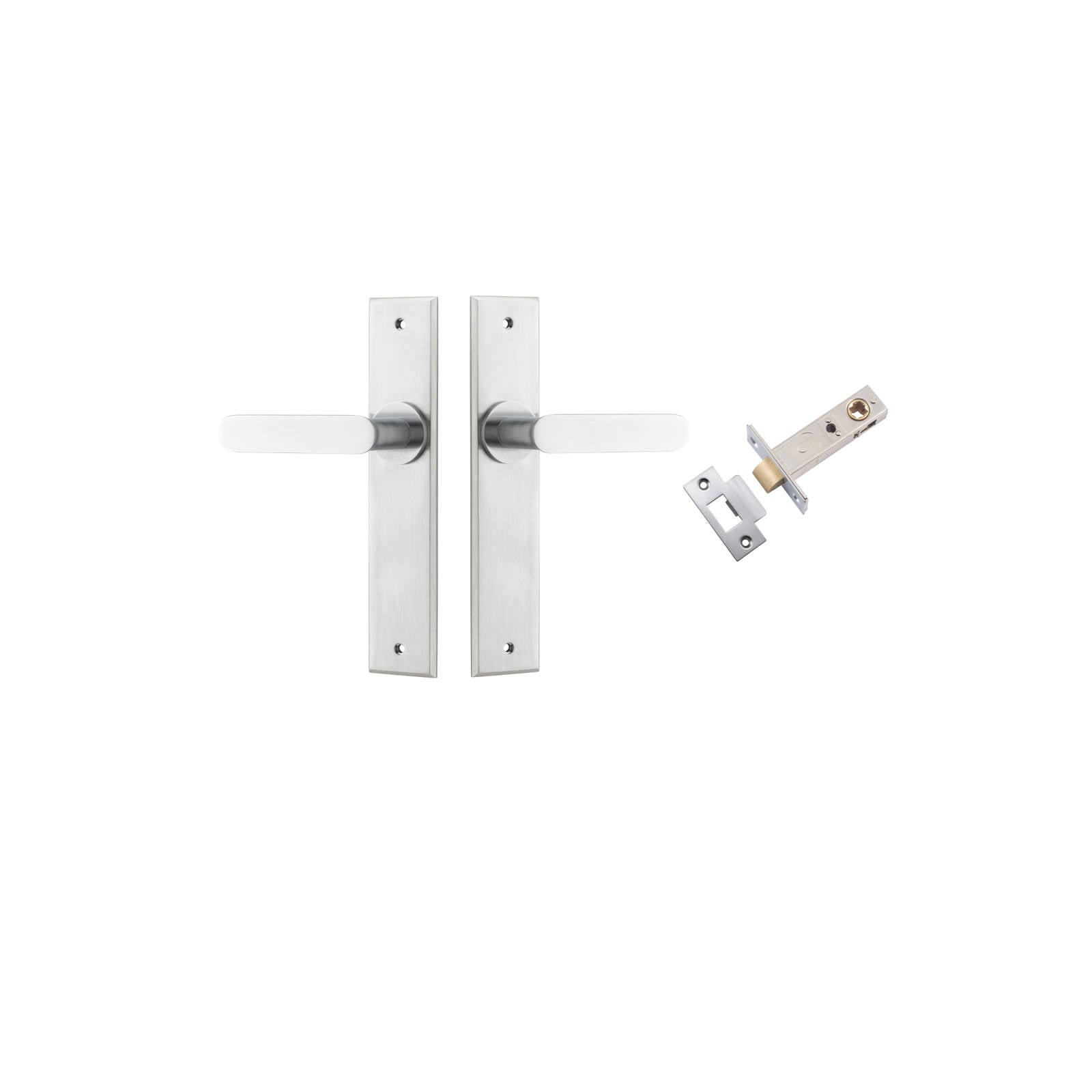 Bronte Lever Chamfered Backplate Passage Kit Brushed Chrome