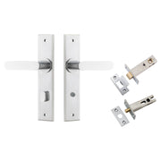 Bronte Lever Chamfered Backplate Privacy Kit w Privacy Turn Brushed Chrome