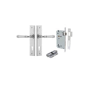 Verona Lever Chamfered Backplate Entrance Kit w High Security Lock Brushed Chrome