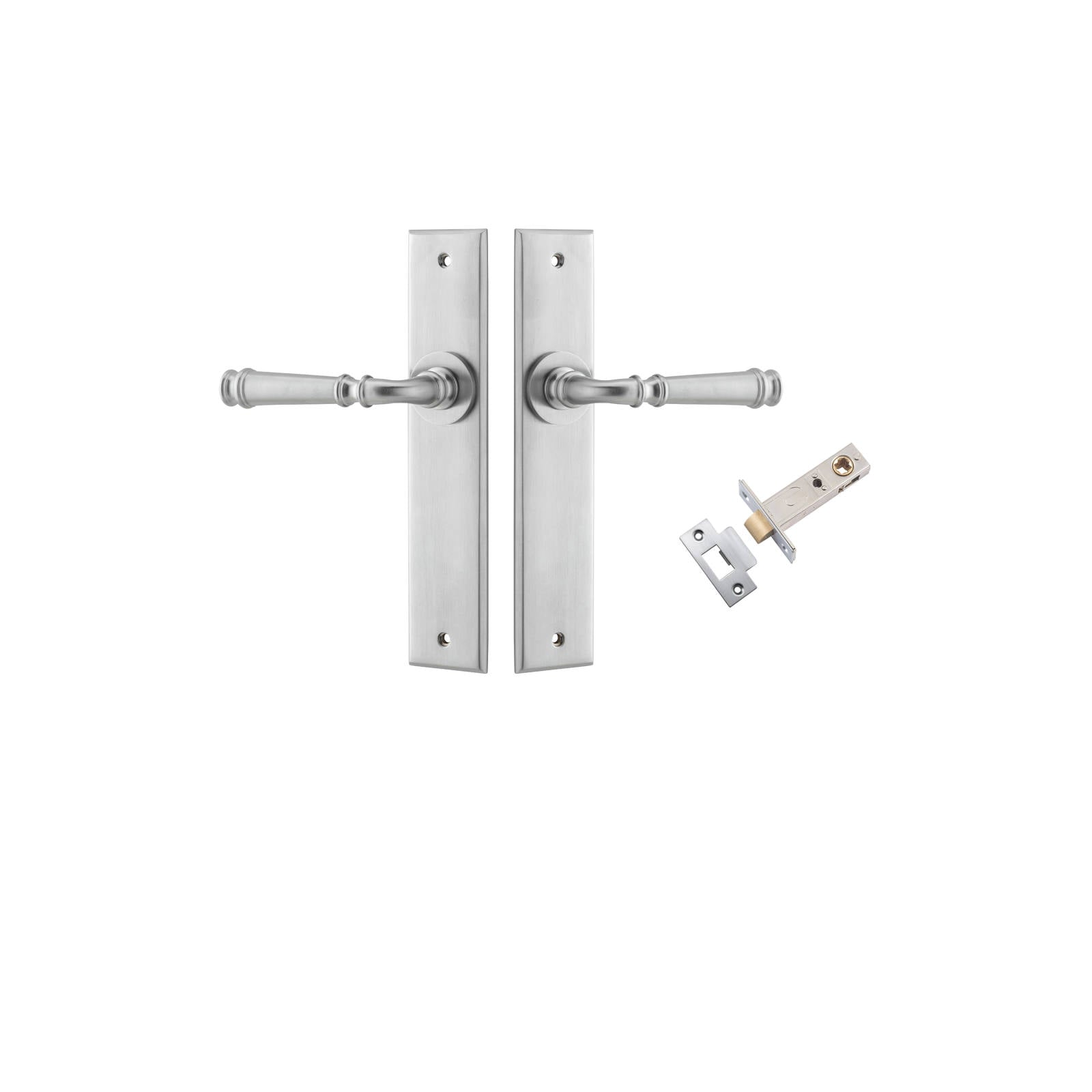 Verona Lever Chamfered  Backplate Passage Kit Brushed Chrome