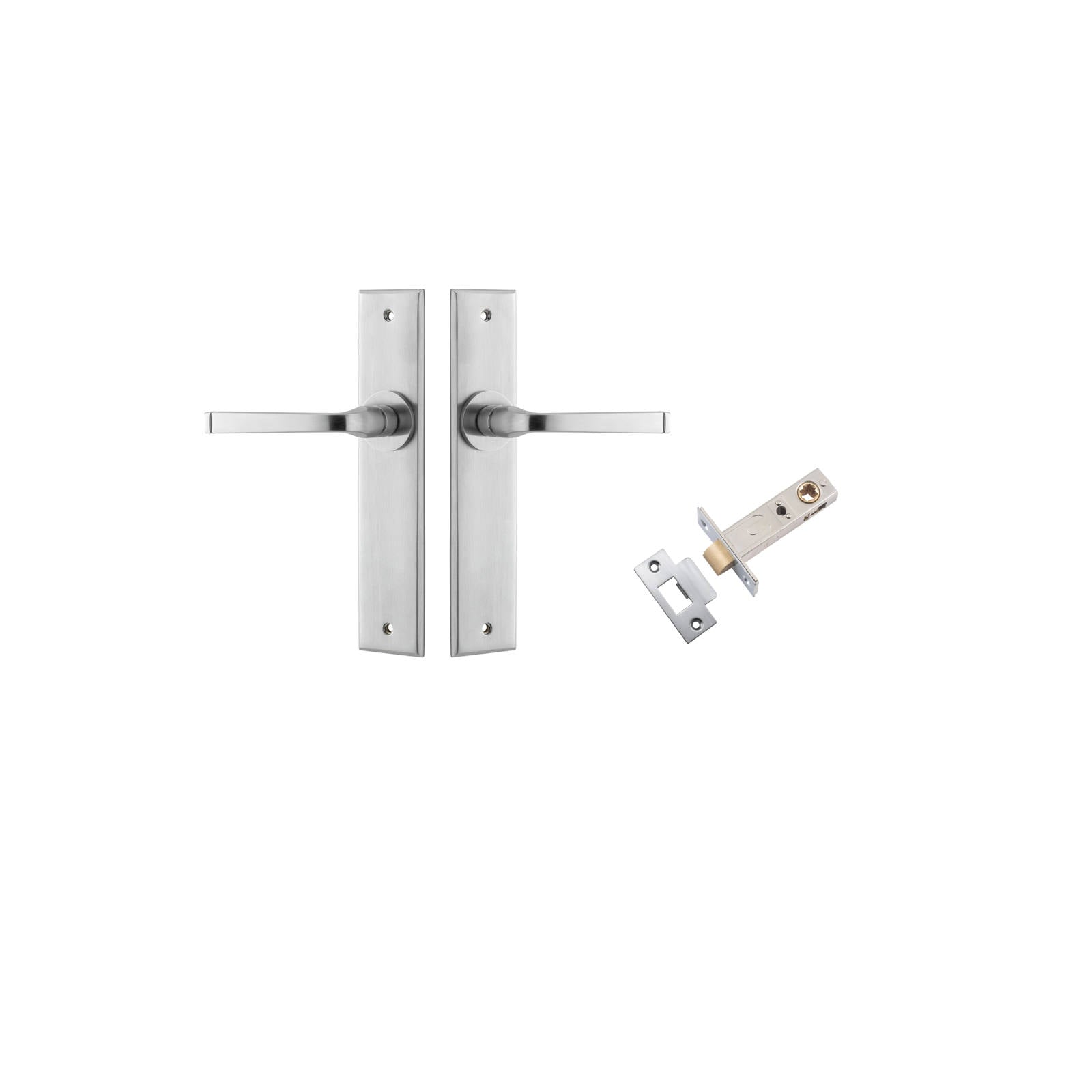 Annecy Lever Chamfered Backplate Passage Kit Brushed Chrome