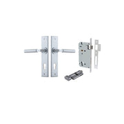 Berlin Lever Chamfered Backplate Entrance Kit w High Security Lock Brushed Chrome