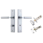 Berlin Lever Chamfered Backplate Privacy Kit Brushed Chrome