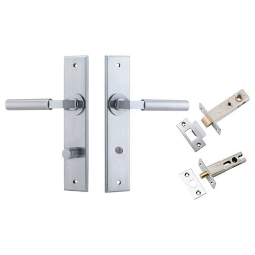 Berlin Lever Chamfered Backplate Privacy Kit Brushed Chrome