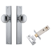 Paddington Knob Rectangular Backplate Passage Kit Brushed Chrome