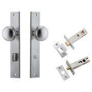 Paddington Knob Rectangular Backplate Privacy Kit w Privacy Turn Brushed Chrome