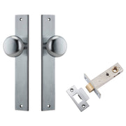 Cambridge Knob Rectangular Backplate Passage Kit Brushed Chrome