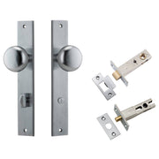 Cambridge Knob Rectangular Backplate Privacy Kit w Privacy Turn Brushed Chrome