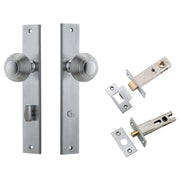 Guildford Knob Rectangular Backplate Privacy Kit w Privacy Turn Brushed Chrome