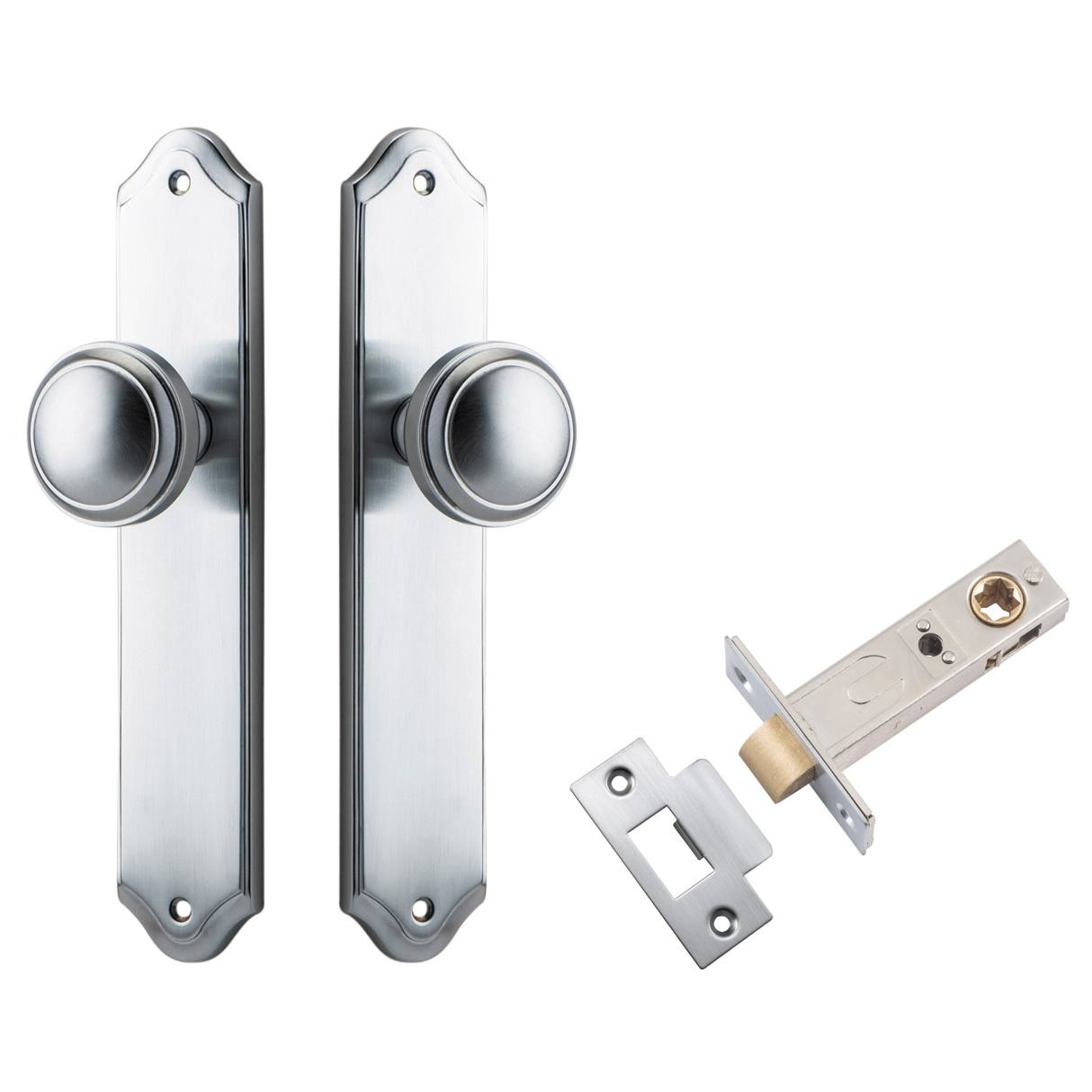 Paddington Knob Shouldered Backplate Passage Kit Brushed Chrome