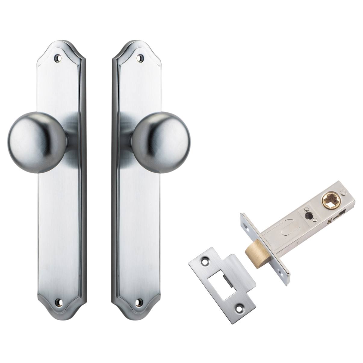 Cambridge Knob Shouldered Backplate Passage Kit Brushed Chrome