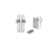 Paddington Knob Chamfered Backplate Entrance Kit w High Security Lock Brushed Chrome